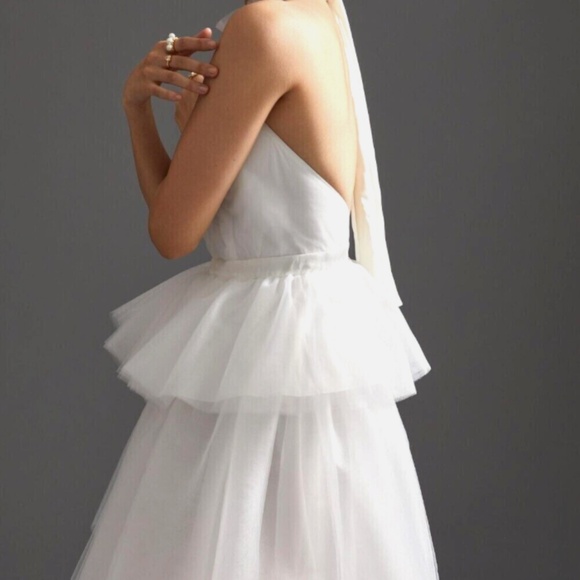 Anthropologie White Halter Prom Dress - Picture 3 of 14